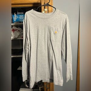 Carhartt Long Sleeve Workwear Pocket Tee – Gray, Original Fit, Size M